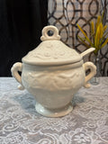 Cream Ceramic Soup Tureen with Lid and Ladle